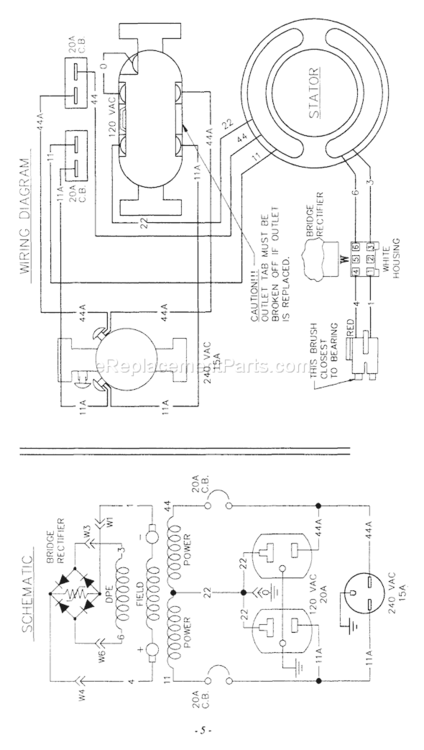 Page B Diagram and Parts List for 5502-2  Briggs and Stratton Generator